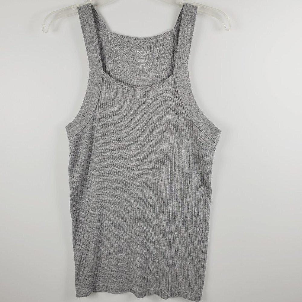 2Xist Gray Ribbed Designer Tank Top 100% Cotton NWOT Sz L